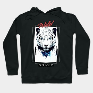 Tiger White Wild Nature Free Spirit Art Brush Painting Hoodie